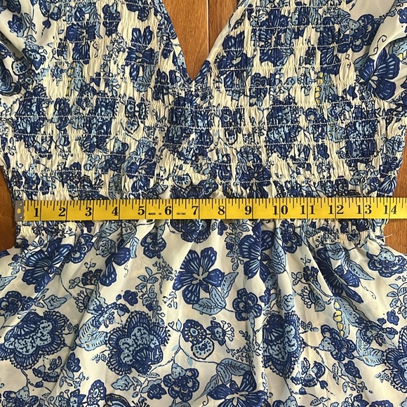SIENNA SKY Floral Peplum Open Back Top Size L Blue Cottage Fairy Coquette - Picture 8 of 10
